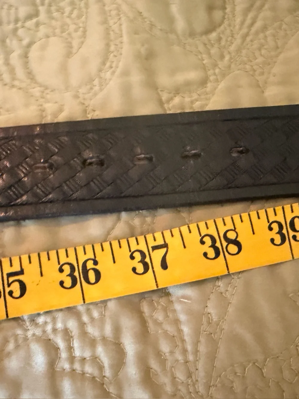 Western Pheasant Buckle Black Basket Weave Leather Belt Chambers Phoenix Size 36